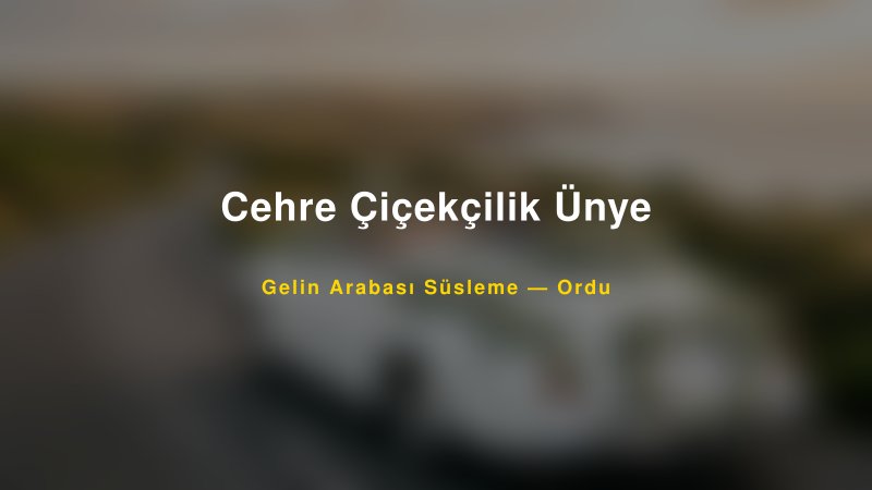 Cehre Çiçekçilik Ünye Ordu Gelin Arabası Süsleme