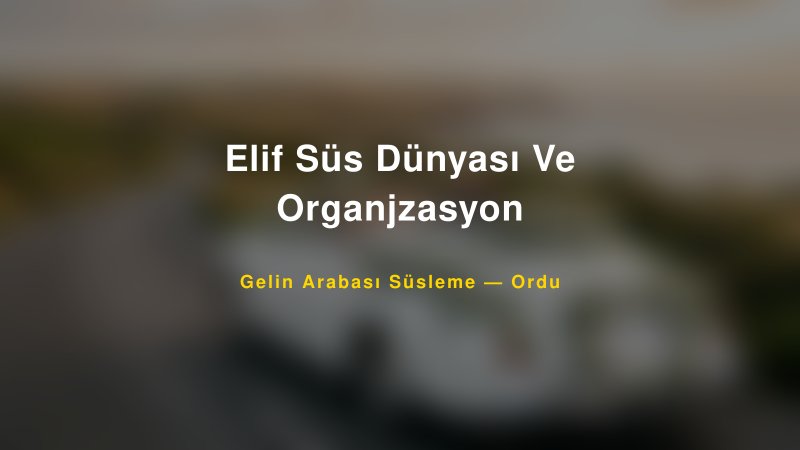 Elif Süs Dünyası Ve Organjzasyon Ordu Gelin Arabası Süsleme
