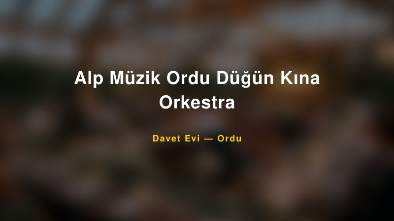 Alp Müzik Ordu Düğün Kına Orkestra Nişan ve Davet Organizasyonu İpuçları — 1
